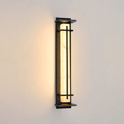 Udendørs væglampe i alabaster-look, aflang LED - Lumzi