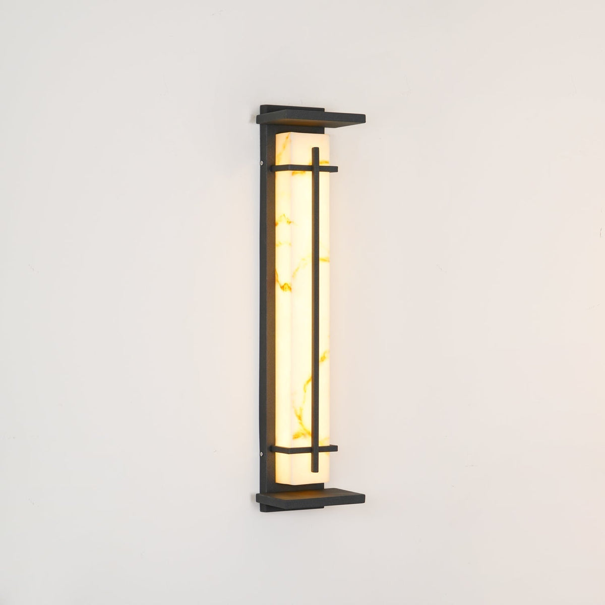 Udendørs væglampe i alabaster-look, aflang LED - Lumzi