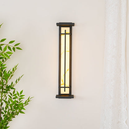 Udendørs væglampe i alabaster-look, aflang LED - Lumzi
