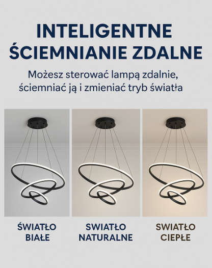 Moderne LED-pendellampe med 3D-ringe i designerstil