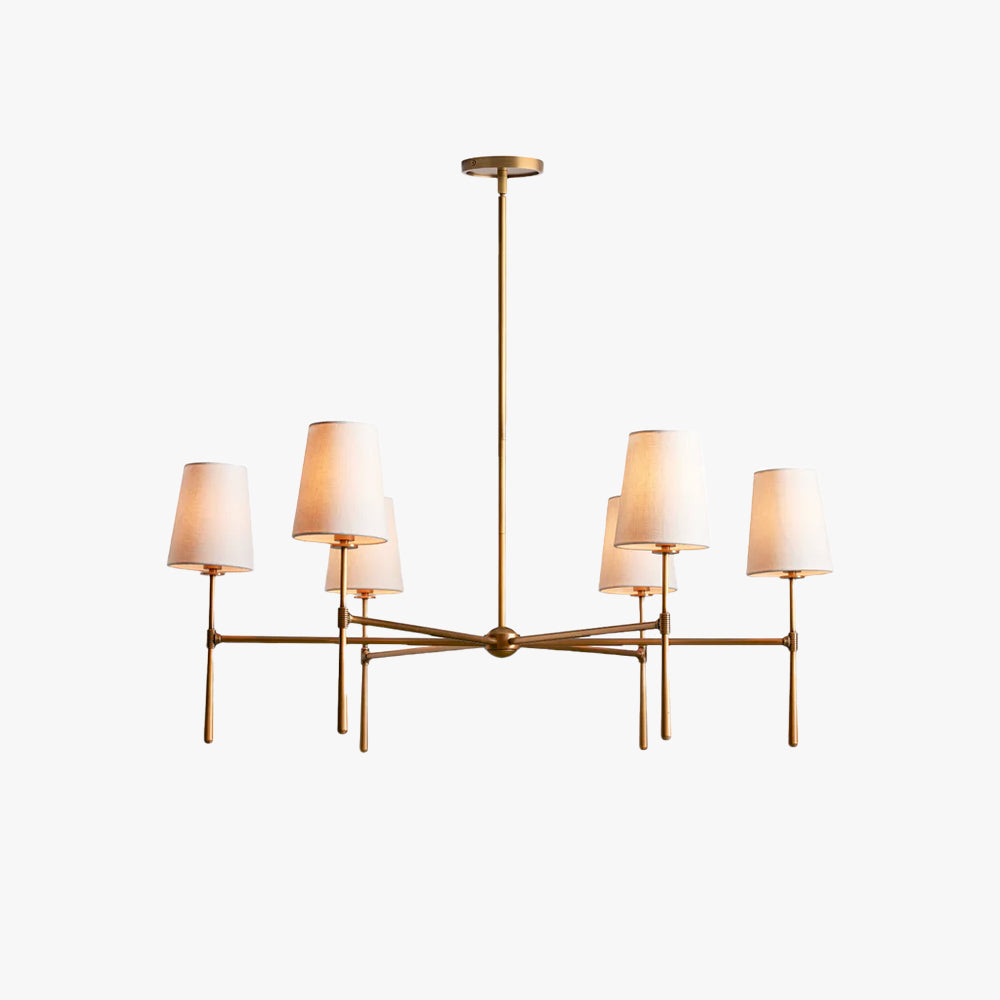 Lysekrone i hør, mid-century, 6 lys - Lumzi