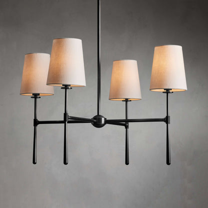 Lysekrone i hør, mid-century, 6 lys - Lumzi