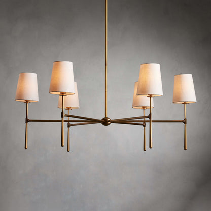 Lysekrone i hør, mid-century, 6 lys - Lumzi