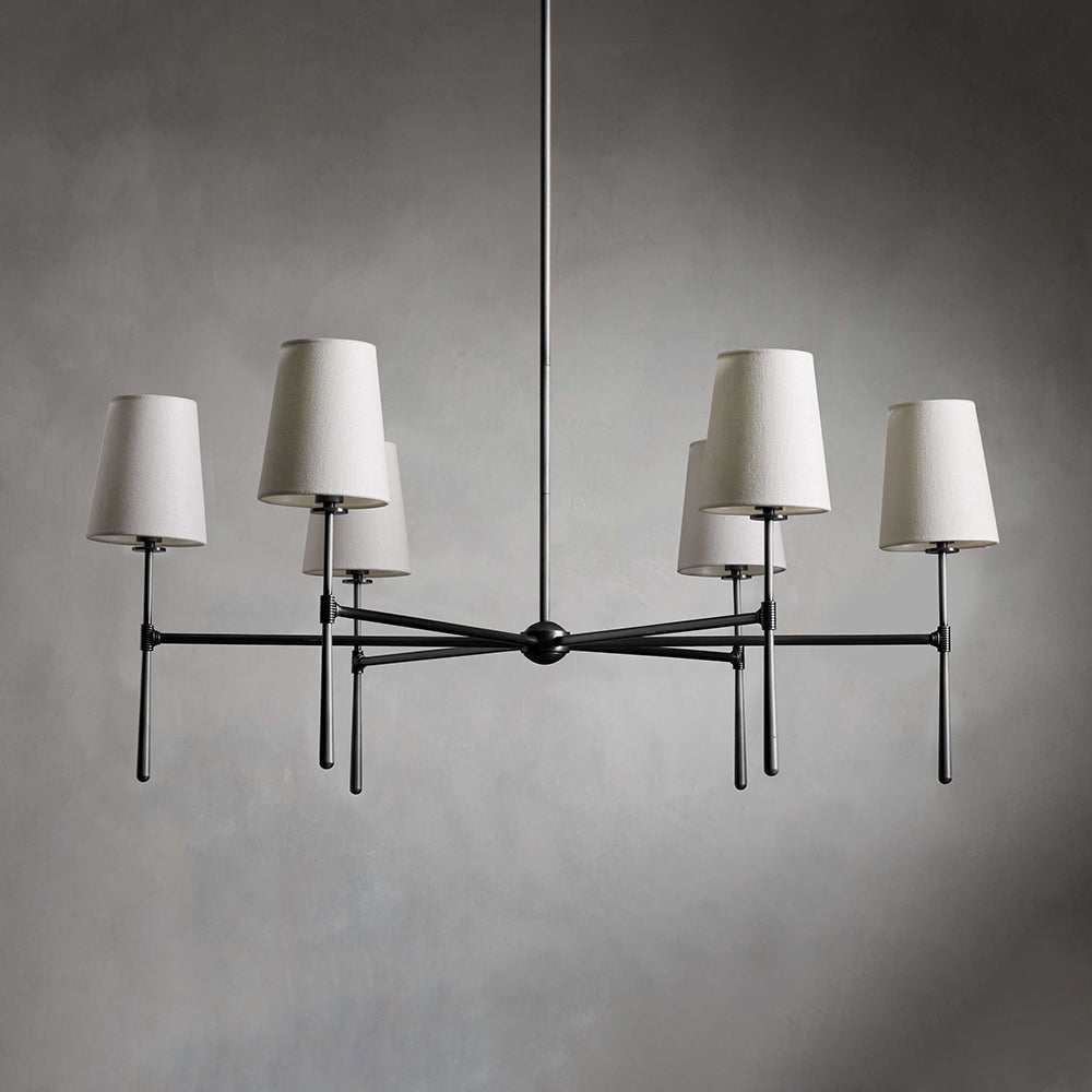 Lysekrone i hør, mid-century, 6 lys - Lumzi