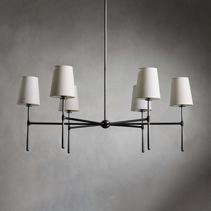 Lysekrone i hør, mid-century, 6 lys - Lumzi