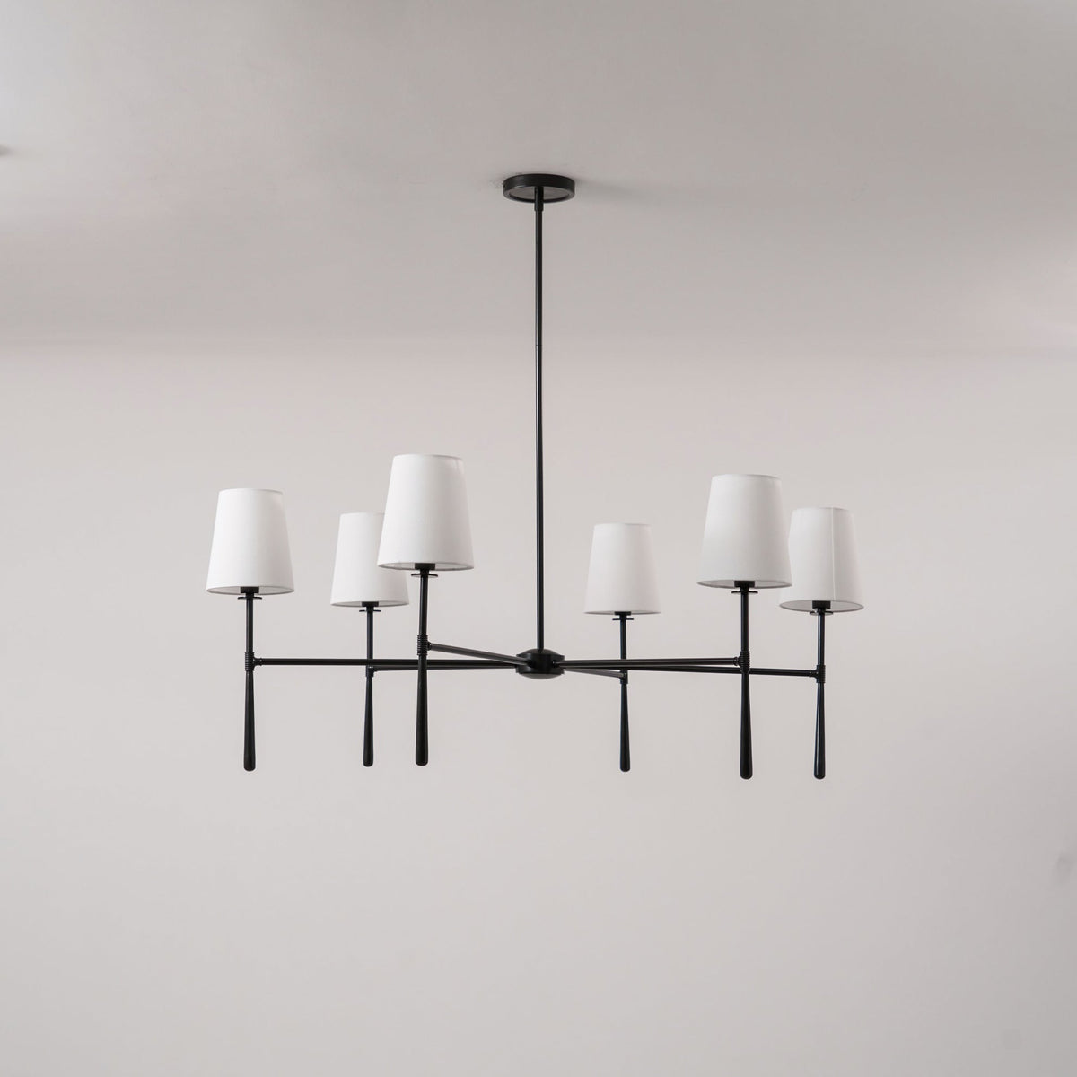 Lysekrone i hør, mid-century, 6 lys - Lumzi