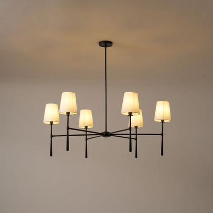 Lysekrone i hør, mid-century, 6 lys - Lumzi