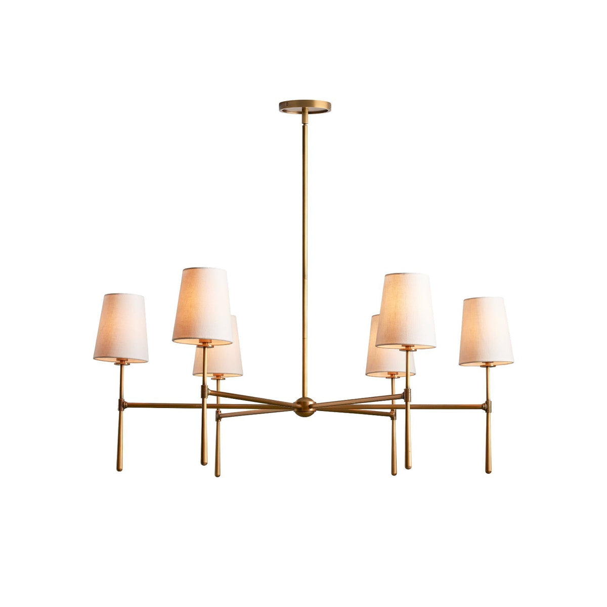 Lysekrone i hør, mid-century, 6 lys - Lumzi