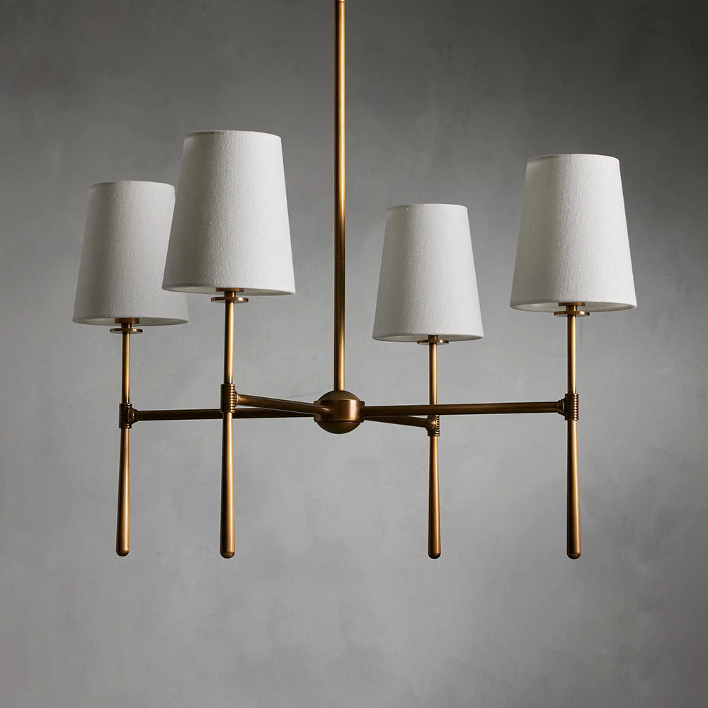 Lysekrone i hør, mid-century, 6 lys - Lumzi