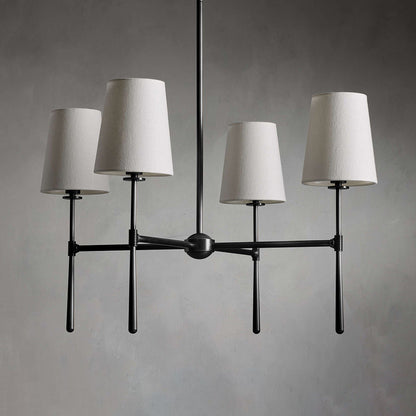 Lysekrone i hør, mid-century, 6 lys - Lumzi