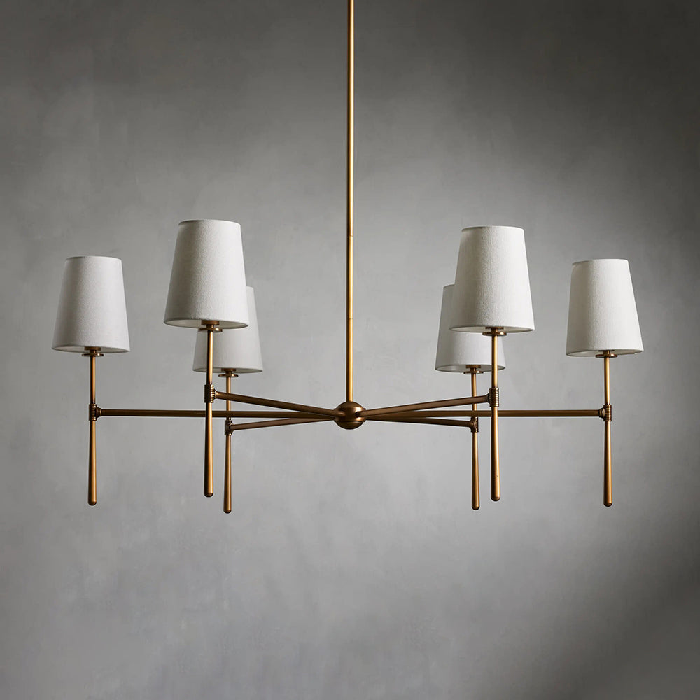 Lysekrone i hør, mid-century, 6 lys - Lumzi
