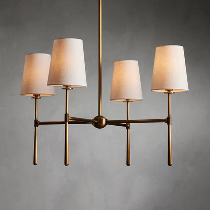 Lysekrone i hør, mid-century, 6 lys - Lumzi
