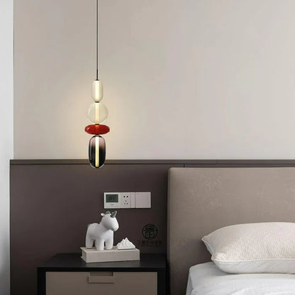 Farverig LED-pendellampe i glas