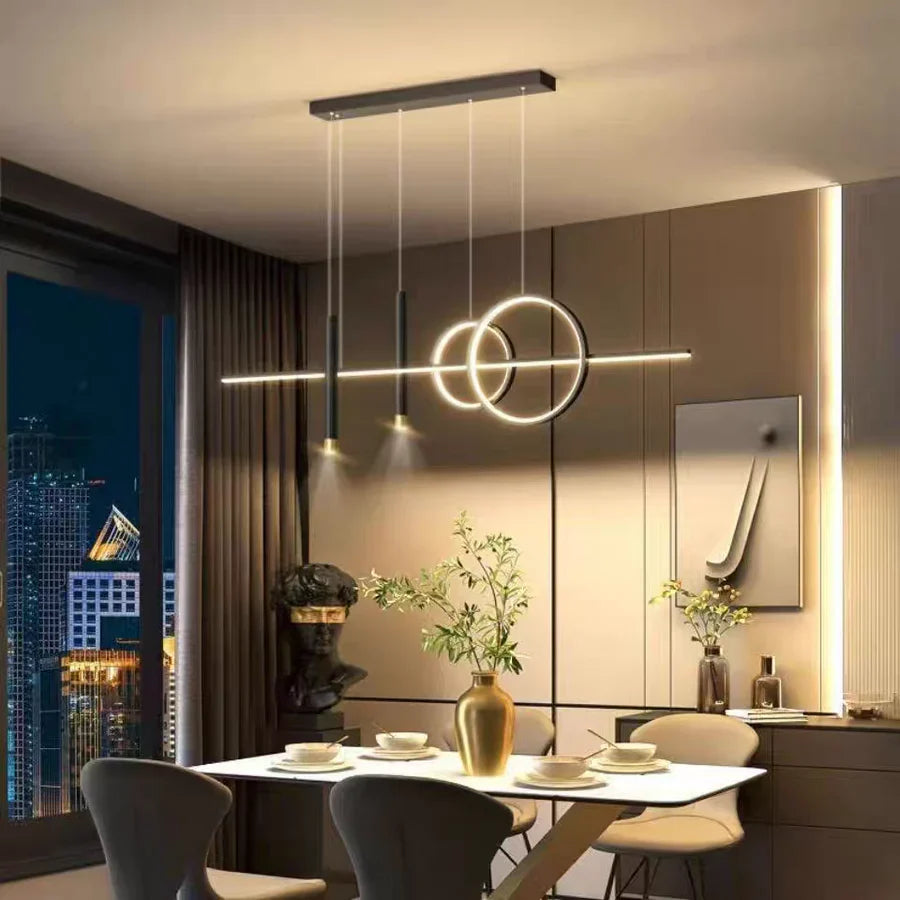Geometrisk LED-pendellampe til spisebord
