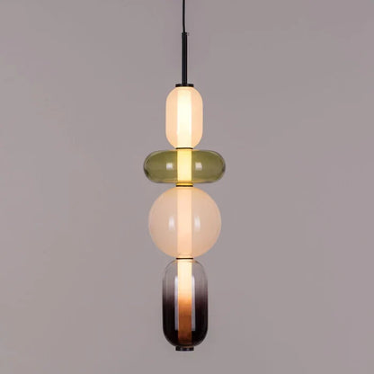 Pendellampe med farvet glas i candy-stil