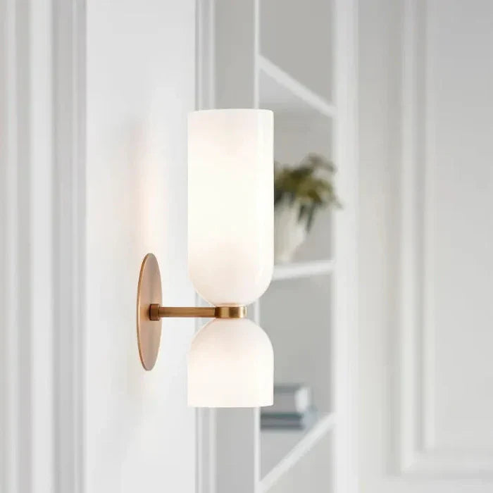 Dobbelt væglampe med røgfarvet glas
