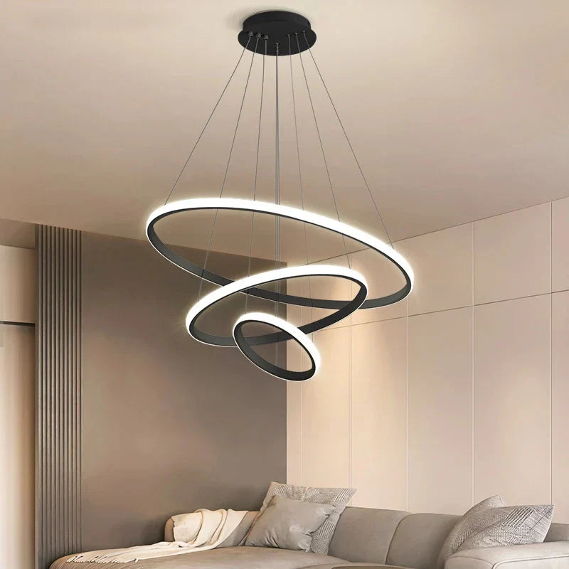 Designer LED-pendellampe med tredimensionelle ringe