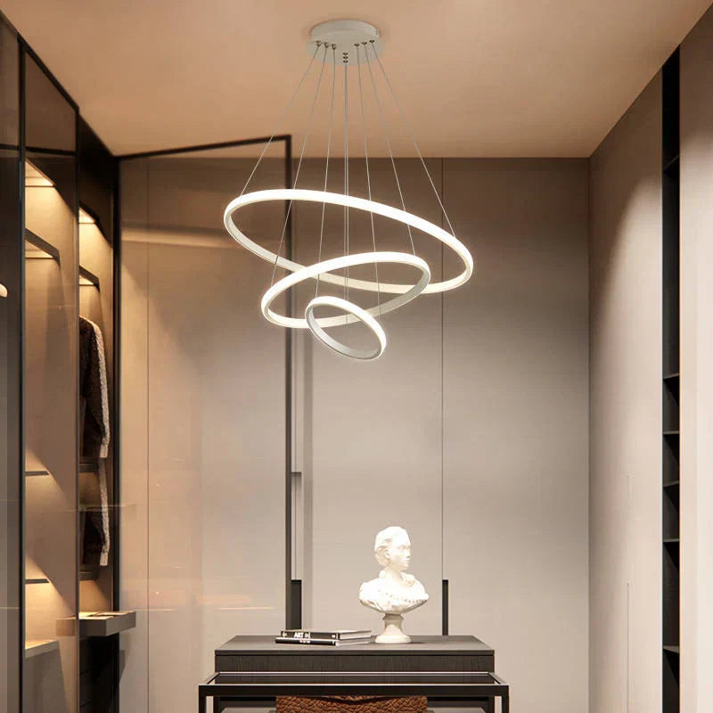 Designer LED-pendellampe med tredimensionelle ringe