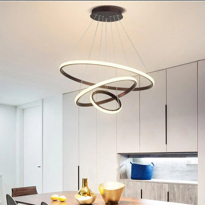 Designer LED-pendellampe med tredimensionelle ringe