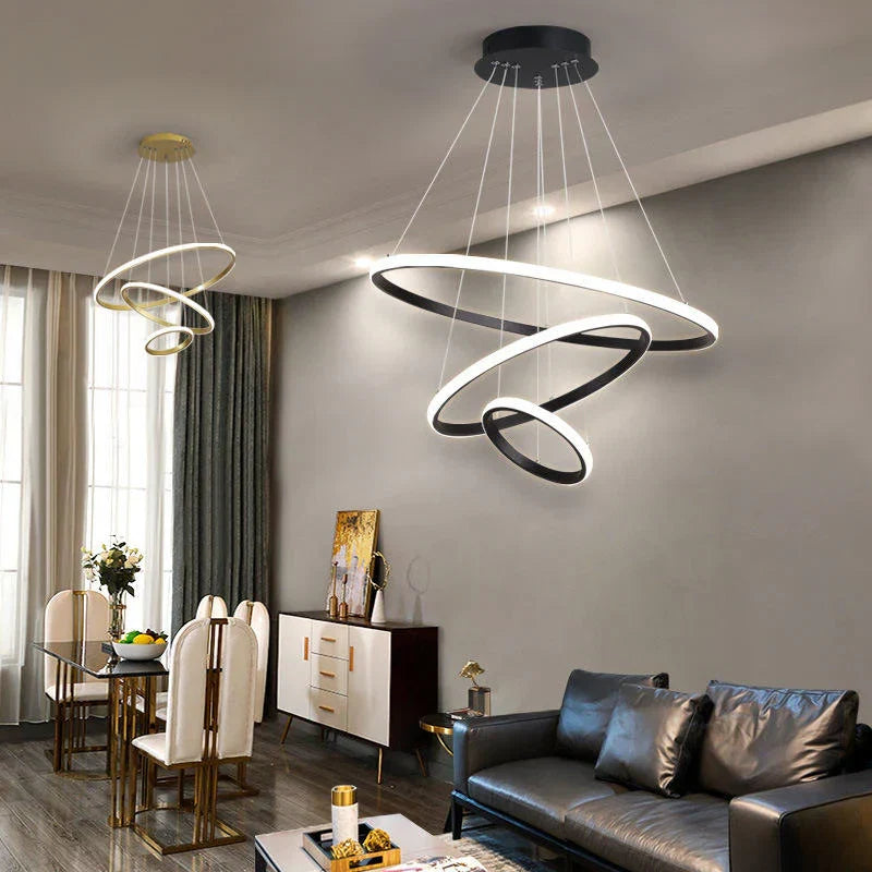 Designer LED-pendellampe med tredimensionelle ringe