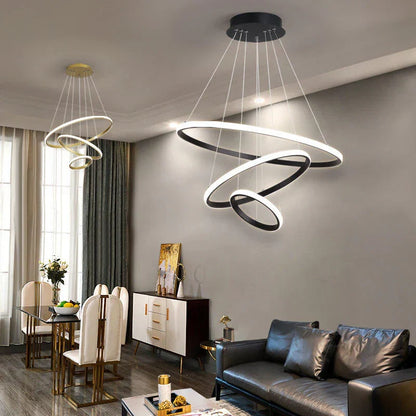 Designer LED-pendellampe med tredimensionelle ringe