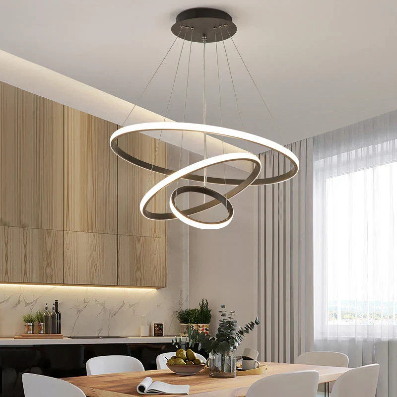 Designer LED-pendellampe med tredimensionelle ringe