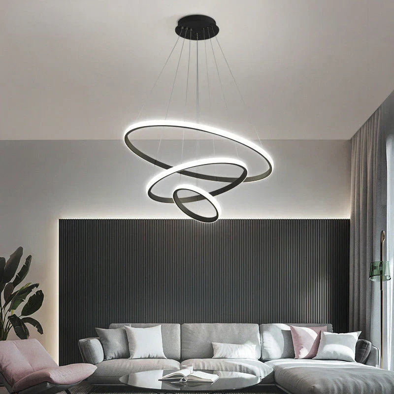 Designer LED-pendellampe med tredimensionelle ringe