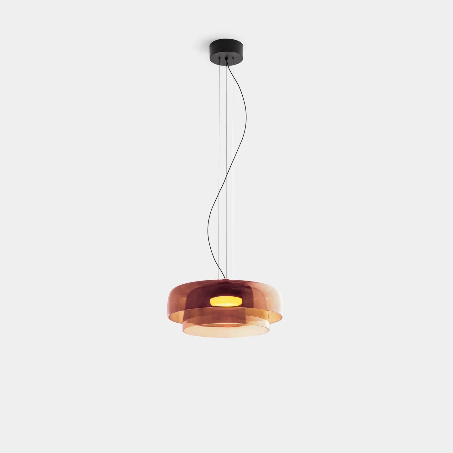 Moderne glaspendellampe med lagdelt skærm – retro-inspireret design