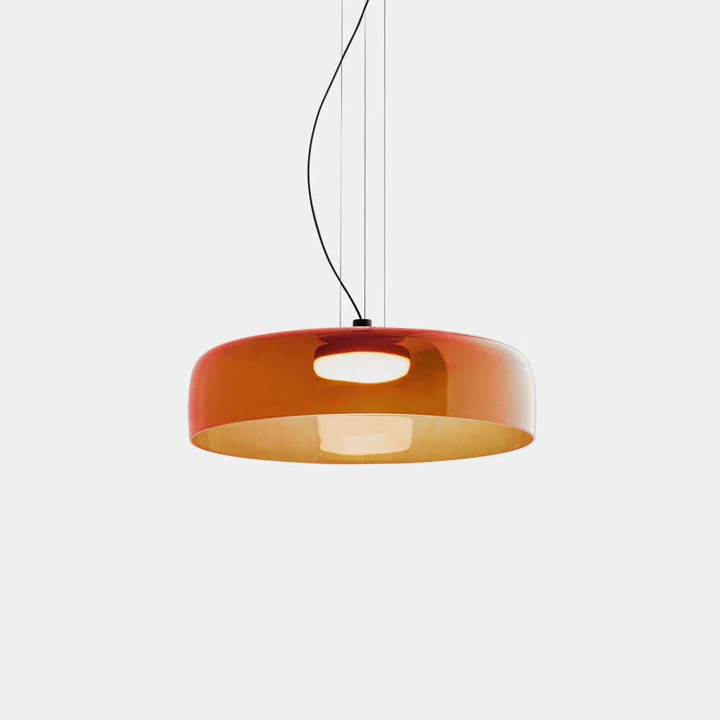 Moderne glaspendellampe med lagdelt skærm – retro-inspireret design