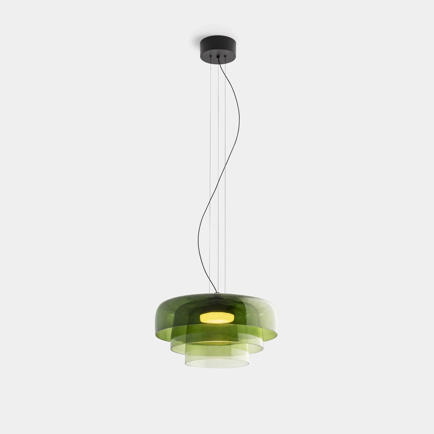 Moderne glaspendellampe med lagdelt skærm – retro-inspireret design