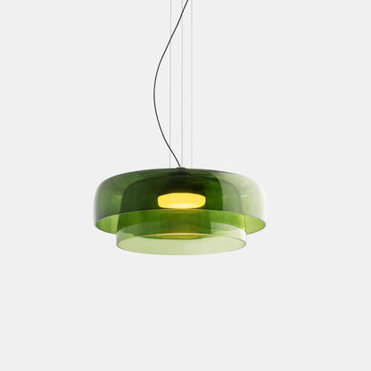 Moderne glaspendellampe med lagdelt skærm – retro-inspireret design