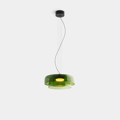 Moderne glaspendellampe med lagdelt skærm – retro-inspireret design