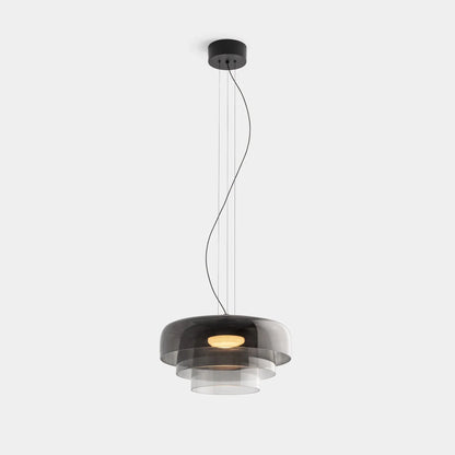 Moderne glaspendellampe med lagdelt skærm – retro-inspireret design