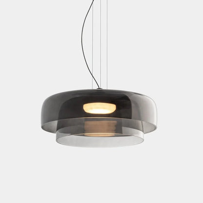 Moderne glaspendellampe med lagdelt skærm – retro-inspireret design