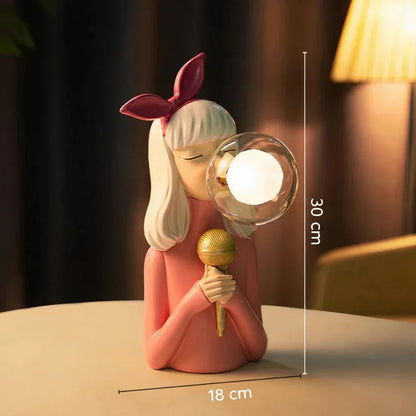 Dekorativ LED-bordlampe med pige og ballon