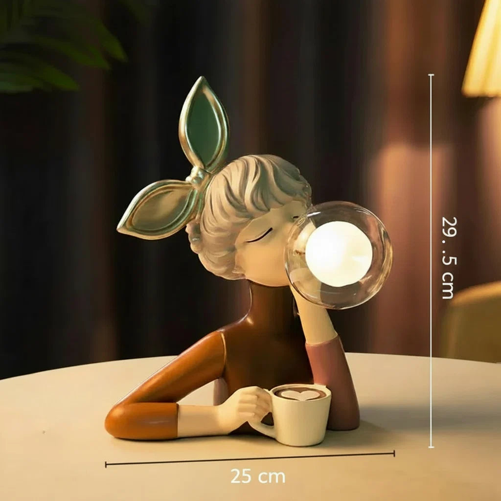 Dekorativ LED-bordlampe med pige og ballon