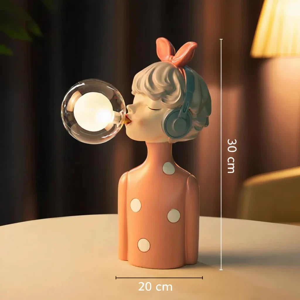Dekorativ LED-bordlampe med pige og ballon