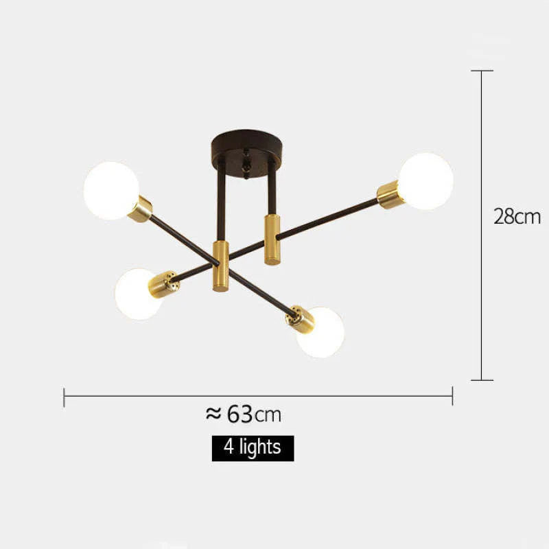 Industriel loftlampe med 4, 6 eller 8 fatninger
