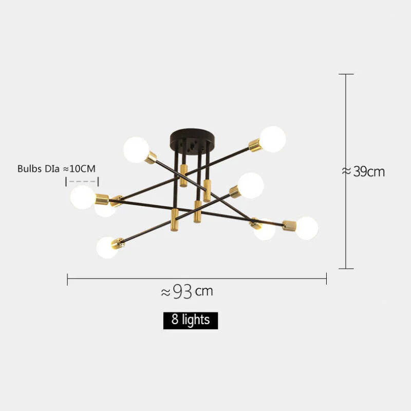Industriel loftlampe med 4, 6 eller 8 fatninger