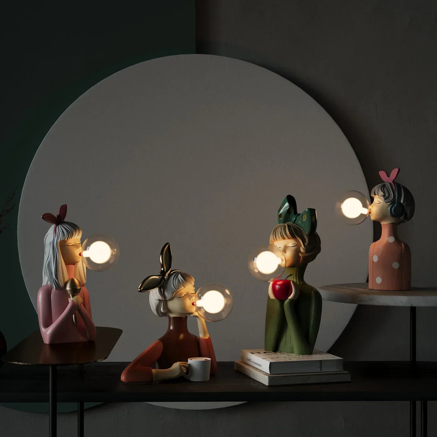 Dekorativ LED-bordlampe med pige og ballon