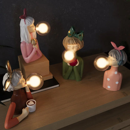 Dekorativ LED-bordlampe med pige og ballon