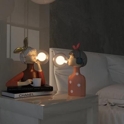 Dekorativ LED-bordlampe med pige og ballon