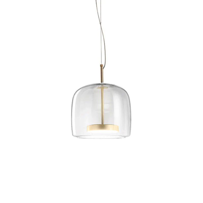 Moderne LED-pendellampe i glas med guldfinish