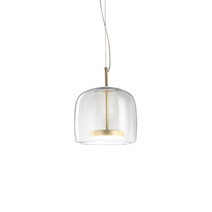 Moderne LED-pendellampe i glas med guldfinish