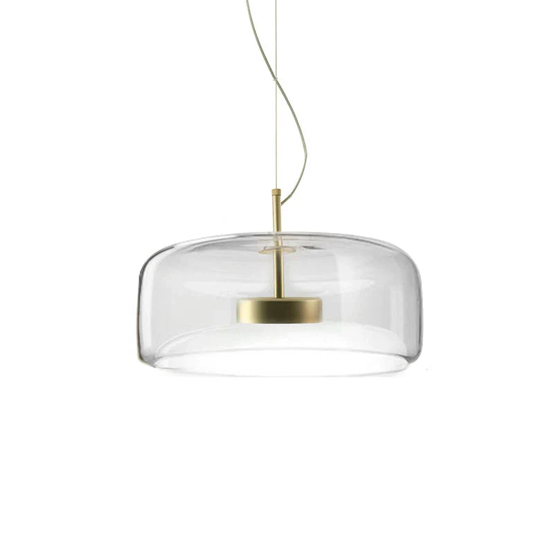 Moderne LED-pendellampe i glas med guldfinish