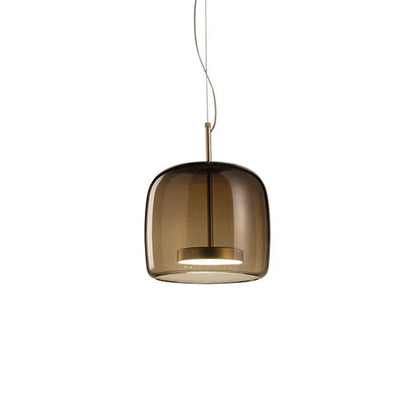 Moderne LED-pendellampe i glas med guldfinish