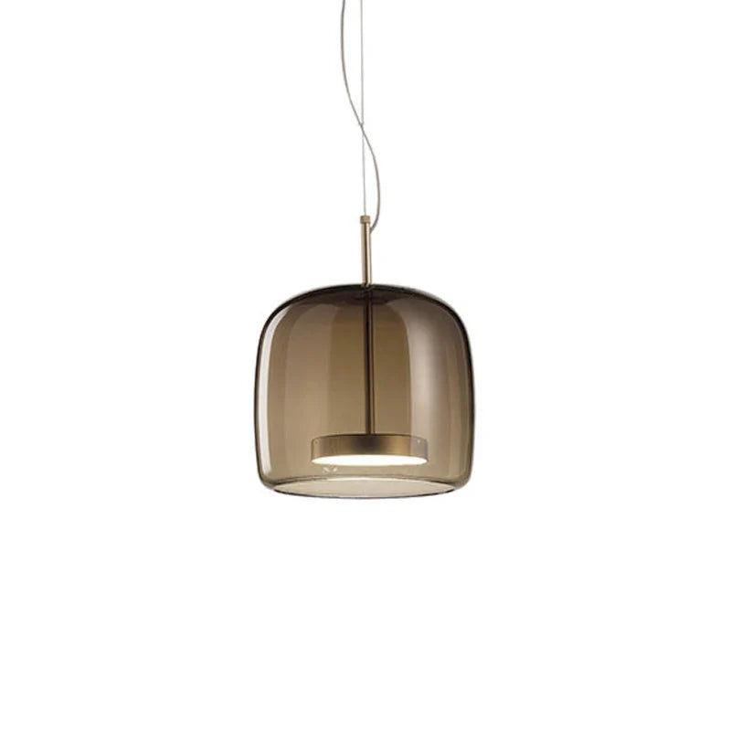Moderne LED-pendellampe i glas med guldfinish