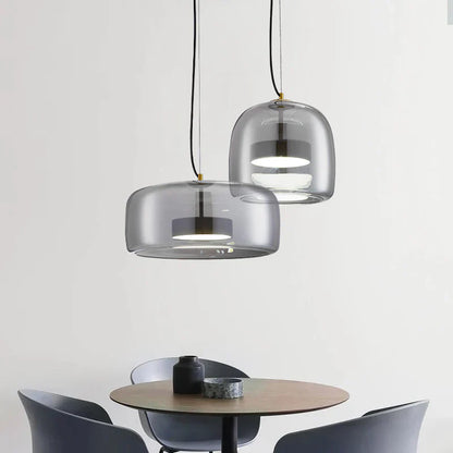 Moderne LED-pendellampe i glas med guldfinish