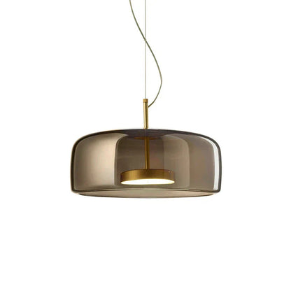Moderne LED-pendellampe i glas med guldfinish