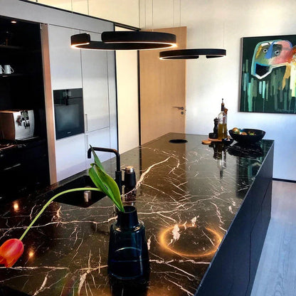 Moderne rund LED-pendellampe med lysring